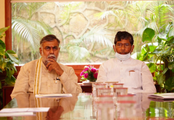 Union Minister Shri Pashupati kumar Paras in the presence of MoS Shri Prahlad Singh Patel chaired a review meeting on the Mega Food Park Scheme & Agro Processing Cluster Scheme of the MoFPI under the Pradhan Mantri Kisan Sampada Yojana.