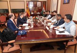 A Spanish delegation led by Spain's Minister of Agriculture, Fisheries, and Food, H.E. Mr. Luis Planas Puchades, met with Shri Chirag Paswan, Union Minister of Food Processing Industries, at Panchsheel Bhawan in New Delhi. The delegation also included Mr. Fernando Heredia Noguer, Deputy Director General of International Cooperation, and Mr. Juan Manuel Velasco, Counselor for Agriculture, Fisheries, and Food for India and Seychelles at the Embassy of Spain in India.  The Spanish Minister, who arrived in Indi