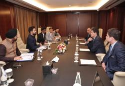 Union Minister of #MOFPI, Shri Chirag Paswan, had an interaction with representatives of BRF and Marfrig during #Gulfood2025 in Dubai, focusing on India’s poultry and meat sector. The discussions highlighted India’s strong domestic market, robust supply chain, and investor-friendly policies, making it an attractive destination for expansion and investment. Both companies expressed keen interest in enhancing their capacity in India, recognising the country’s potential as a key player in the global meat and p