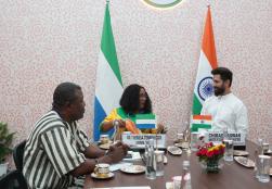 Union Minister of #MOFPI Shri Chirag Paswan had a G2G interaction with Dr Theresa Tenneh Dick of Sierra Leone, on the sidelines of @worldfoodindia and discussed the potential areas of collaborations in the trade and food processing sector.   #WorldFoodIndia2024