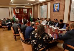 Canadian delegation led by Agriculture Minister of Saskatchewan (Canada) Mr @DavidMaritSK met Union Minister of @MOFPI_GOI Shri Pashupati Kumar Paras  in New Delhi today.