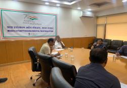 Union Minister of State Shri @prahladspatel today chaired a review meeting in the presence of Secretary FPI, Smt. Anita Praveen on the working and implementation of the @PMFMEScheme. Different aspects of progress of the scheme were discussed in the meeting