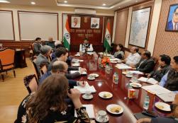 Canadian delegation led by Agriculture Minister of Saskatchewan (Canada) Mr @DavidMaritSK met Union Minister of @MOFPI_GOI Shri Pashupati Kumar Paras  in New Delhi today.