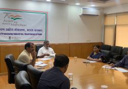 Union Minister of State Shri @prahladspatel today chaired a review meeting in the presence of Secretary FPI, Smt. Anita Praveen on the working and implementation of the @PMFMEScheme. Different aspects of progress of the scheme were discussed in the meeting