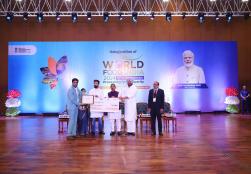 Winners of Startup Grand Challenge 2.0 were felicitated by Union Minister Shri Chirag Paswan,  Union Minister Shri Pralhad Joshi,  Union Minister of State, Shri Ravneet Singh Bittu at the inaugural ceremony of @worldfoodindia.