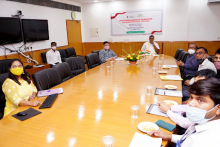 राज्यमंत्री श्री प्रहलाद सिंह पटेल जी की अध्यक्षता में मंत्रालय के राजभाषा प्रभाग के कार्यों एवं हिन्दी पखवाड़ा की तैयारियों पर समीक्षा बैठक हई।