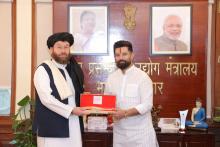 Hon'ble Minister of Food Processing Industries, Shri Chirag Paswan held bilateral discussions with H.E. Mawlawi Ataullah Omari, Afghanistan's Minister of Agriculture, Irrigation & Livestock. The meeting focused on enhancing cooperation in food processing through value addition, infrastructure development, technology, capacity building and promotion of bilateral trade.#FoodProcessing Hon'ble Minister of Food Processing Industries, Shri Chirag Paswan held bilateral discussions with H.E. Mawlawi Ataullah Omari, Afghanistan's Minister of Agriculture, Irrigation & Livestock. The meeting focused on enhancing cooperation in food processing through value addition, infrastructure development, technology, capacity building and promotion of bilateral trade.#FoodProcessing