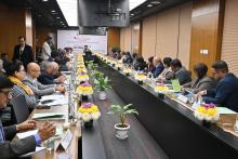 Shri Chirag Paswan, Union Minister, #MOFPI, chaired the second meeting of the Committee on Controlling Misleading Publicity of Processed Foods at the Dr. Ambedkar International Centre today.  The meeting was attended by committee members and industry leaders. During the meeting, the Hon'ble Minister discussed the quality and transparency of #ProcessedFood, as well as the misconceptions surrounding processed foods, with stakeholders from the food processing industry.  He emphasized the need for collaborative