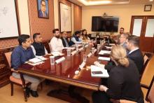 The Premier of Saskatchewan, the Honourable Scott Moe, along with a Canadian delegation, met with Shri Chirag Paswan, Union Minister of Food Processing Industries, at Panchsheel Bhawan, New Delhi.  During the meeting, a constructive discussion was held regarding concrete opportunities for collaboration between India and Saskatchewan in the sectors of food processing and agri-value chains.  Both sides explored the potential for strengthening partnerships in the fields of technology, investment, innovation, a