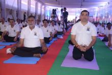 केंद्रीय राज्य मंत्री प्रहलाद सिंह पटेल जी गोवा के अगुआड़ा फ़ोर्ट  में अंतर्राष्ट्रीय योग दिवस समारोह में शामिल हुए।