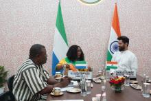 Union Minister of #MOFPI Shri Chirag Paswan had a G2G interaction with Dr Theresa Tenneh Dick of Sierra Leone, on the sidelines of @worldfoodindia and discussed the potential areas of collaborations in the trade and food processing sector.   #WorldFoodIndia2024