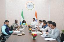 Union Minister of #MOFPI Shri Chirag Paswan had a G2G interaction with Dr Theresa Tenneh Dick of Sierra Leone, on the sidelines of @worldfoodindia and discussed the potential areas of collaborations in the trade and food processing sector.   #WorldFoodIndia2024