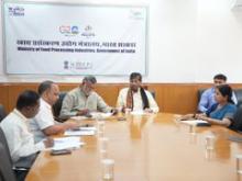 Union Minister of #MOFPI Shri @PashupatiParas chaired the Inter-Ministerial Approval Committee (IMAC) meeting along with Union Minister of State Shri @prahladspatel on the Mega Food Park Scheme under #PMKSY at Panchsheel Bhawan in New Delhi. The agenda of the meeting was to review the progress of Mega Food Parks.