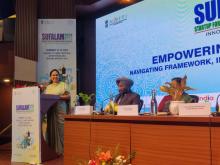 Union Minister of State for #MOFPI Km Shobha Karandlaje, while delivering her keynote address at inauguration of SUFALAM 2024, said that India is a surplus producer of cereals, fruits, & vegetables, indicating necessity for value addition to these food products through #foodprocessing. She encouraged startup entrepreneurs to use innovation and various government schemes to establish a presence in the international market.