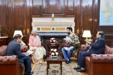 Union Minister of #MOFPI Shri Chirag Paswan met Union Minister of Finance Smt Nirmala Sitharaman to discuss the Ministry's proposals for #Budget2025. With a mission to build #ViksitBharat, the discussion focused on strengthening food processing infrastructure, fostering entrepreneurship, and driving innovation to empower farmers, support MSMEs, and transform the sector.   #ProcessingForProsperity