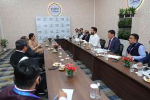 Union Minister of #MOFPI Shri Chirag Paswan held B2G meetings with representatives of Fair Exports (India ) Pvt Ltd (LULU Group), PepsiCo India and Mondelez India on the sidelines of @worldfoodindia at Bharat Mandapam, New Delhi today. During the meeting, they discussed investment prospects, procurement, and facilitation of business operations/ease of doing business in the Indian Food Processing Sector.     #ProcessingForProsperity  #WorldFoodIndia2024