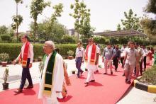 केंद्रीय राज्यमंत्री श्री प्रहलाद सिंह पटेल  जी, ने निफ्टम कुंडली के चौथे दीक्षांत समारोह में बी.टेक, एम.टेक, एमबीए और पीएचडी के छात्र-छात्राओं व शोधार्थियों को डिग्री प्रदान की।