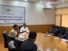 Union Minister of State Shri @prahladspatel today chaired a review meeting in the presence of Secretary FPI, Smt. Anita Praveen on the working and implementation of the @PMFMEScheme. Different aspects of progress of the scheme were discussed in the meeting