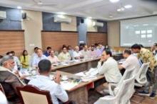Union Minister of State for @MOFPI_GOI Shri @prahladspatel chaired a review meeting on the implementation of the Ministry's #PMKSY, #PLIScheme & #PMFMEScheme today at Collectorate in Chhattisgarh's Raipur.
