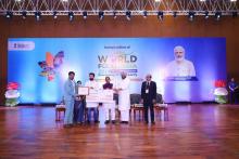 Winners of Startup Grand Challenge 2.0 were felicitated by Union Minister Shri Chirag Paswan,  Union Minister Shri Pralhad Joshi,  Union Minister of State, Shri Ravneet Singh Bittu at the inaugural ceremony of @worldfoodindia.