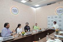 Minister of State for Food Processing Industries, Shri Ravneet Singh Bittu today interacted with the beneficiaries of #PMFMEScheme during #WorldFoodIndia2024 and appreciated the inspiring efforts made by them in the #FoodProcessing sector.  #ProcessingForProsperity